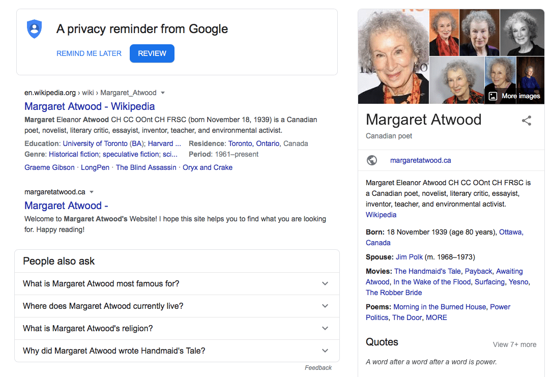 Margaret Atwood SERP
