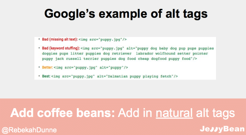Alt tag examples from Google